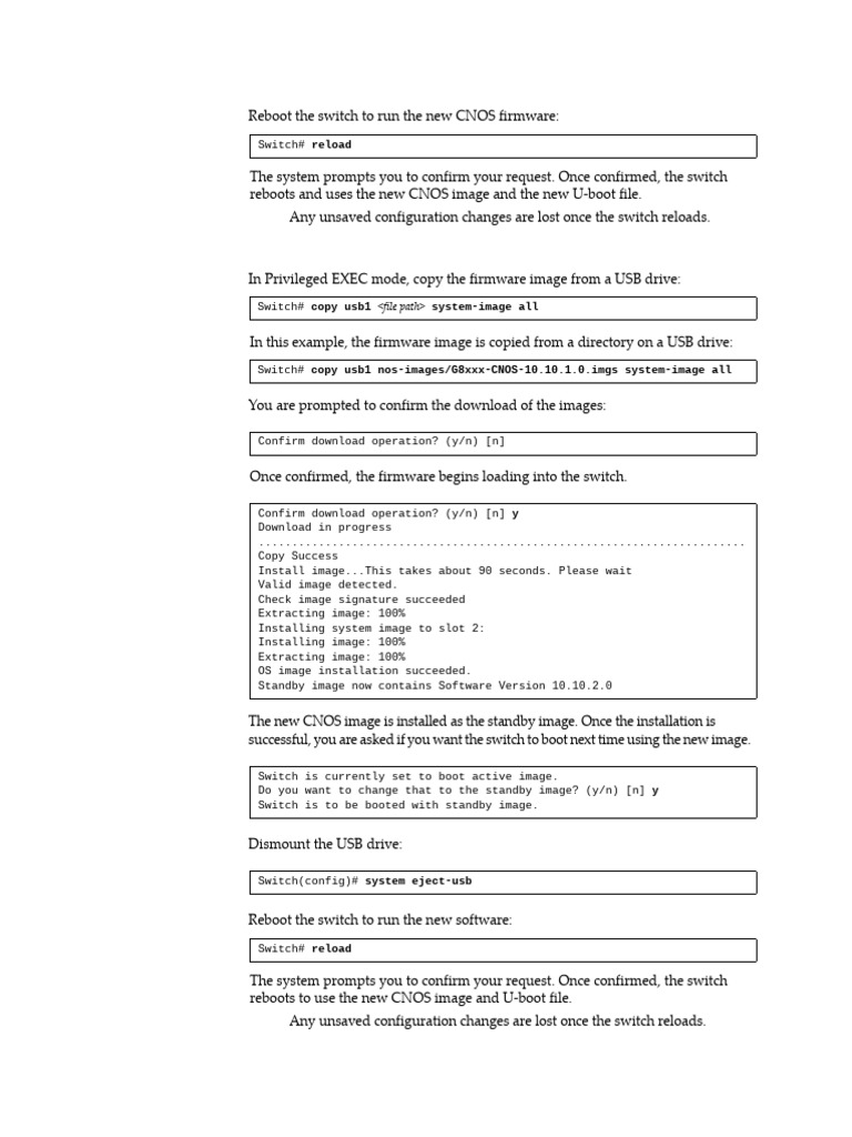 CNOS Firmware Update via USB Guide | PDF | Booting | Usb