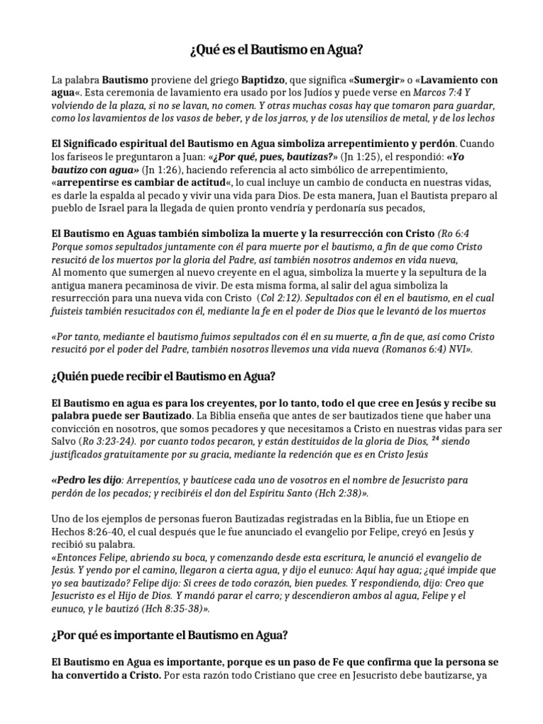 Qué es el Bautismo en Agua