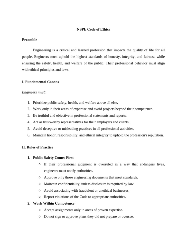 NSPE Engineering Ethics Overview | PDF | Conflict Of Interest | Justice