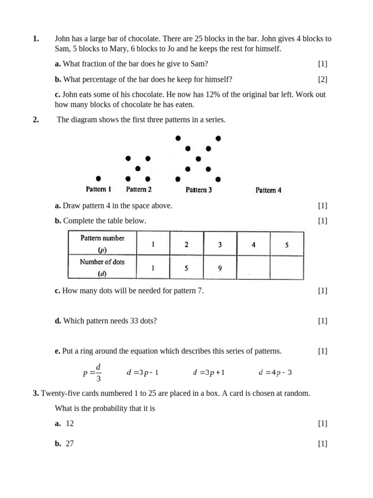 Math Problems: Fractions, Patterns, and Geometry | PDF | Area | Fahrenheit