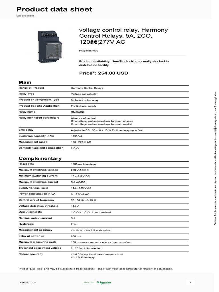 Harmony 3-Phase Voltage Control Relay | PDF | Relay | Alternating Current