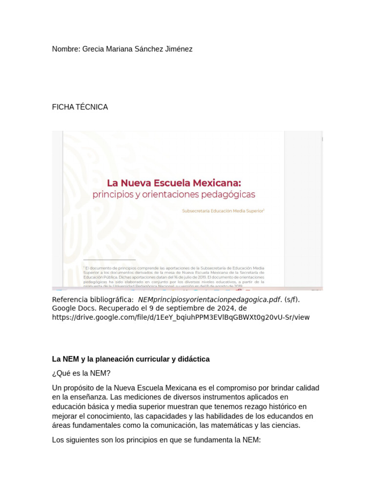 Principios de la Nueva Escuela Mexicana | PDF | Evaluación | Maestros