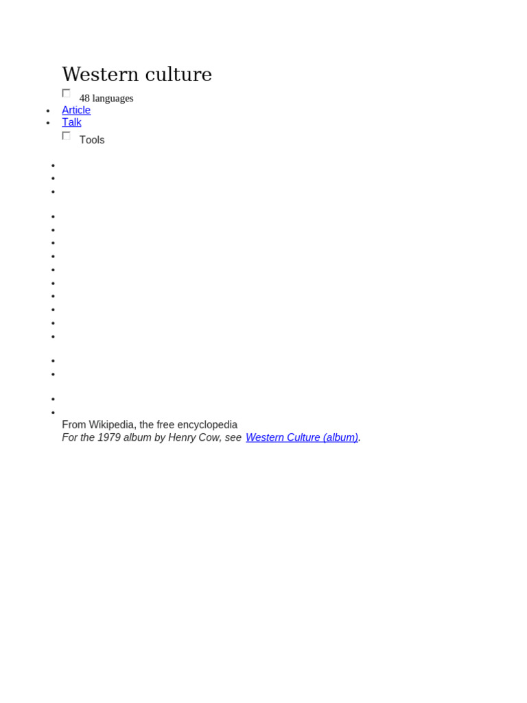 Overview of Western Culture | PDF | Western Culture | Western World