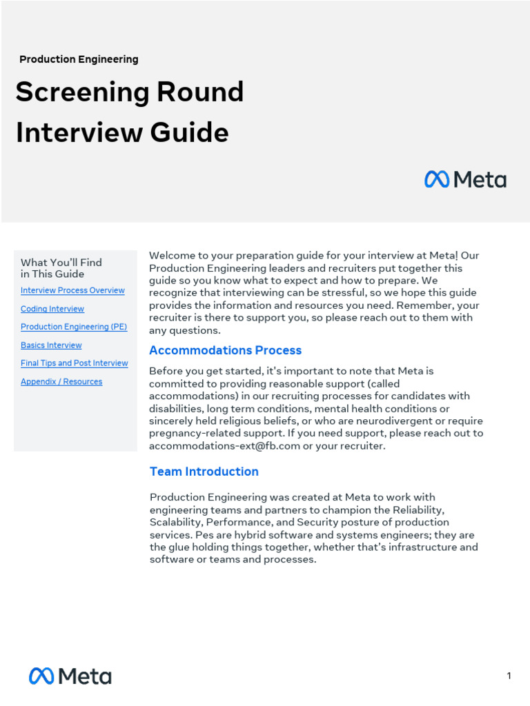 Meta Production Engineering Interview Guide | PDF | Operating System ...