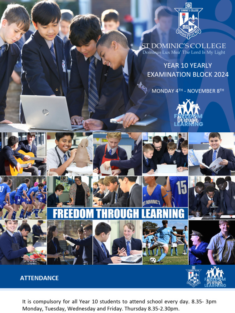 Year 10 Exam Block Guidelines 2024 | PDF