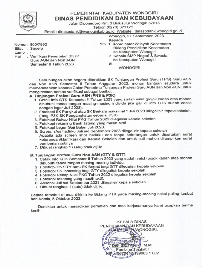 Verifikasi Penerbitan SKTP SMT 2 Tahun 2023 | PDF