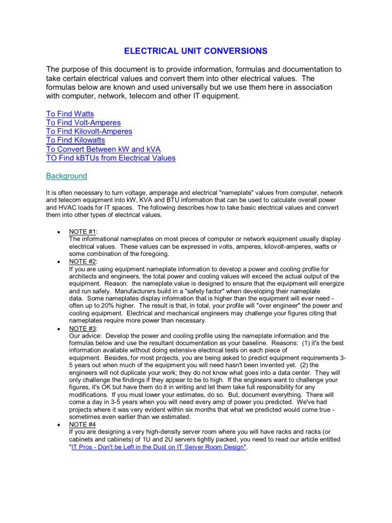 Electrical Units | PDF