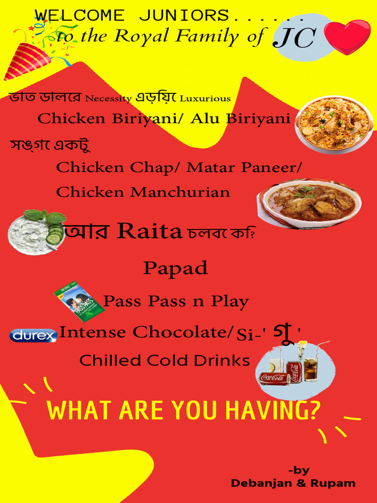 JC Royal Family Welcome Menu | PDF