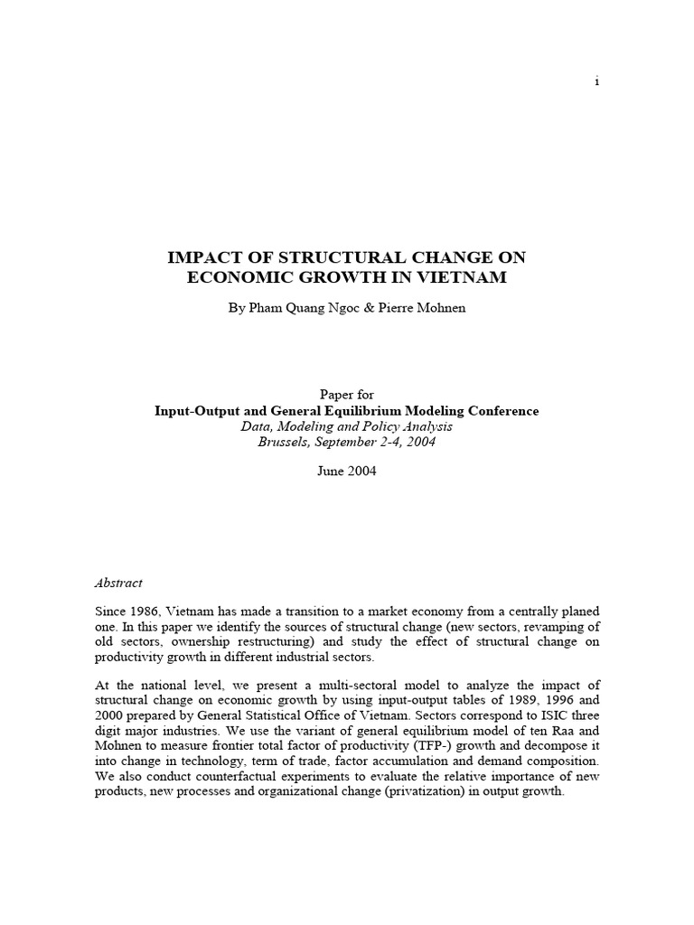 Impact of Structural Change On Economic Growth in Vietnam | PDF | Input ...