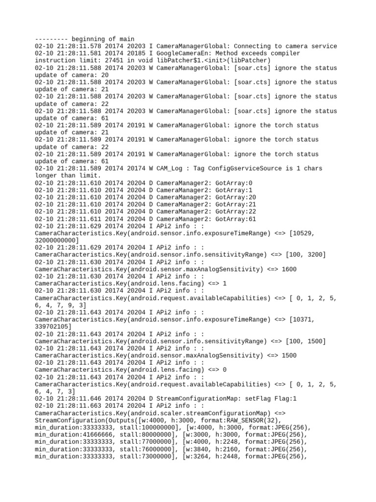 Camera Service Connection Log Analysis | PDF | Computing | Computer ...