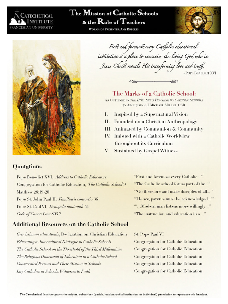The Mission of The Catholic Schools and The Role of Teachers PDF - 0 ...