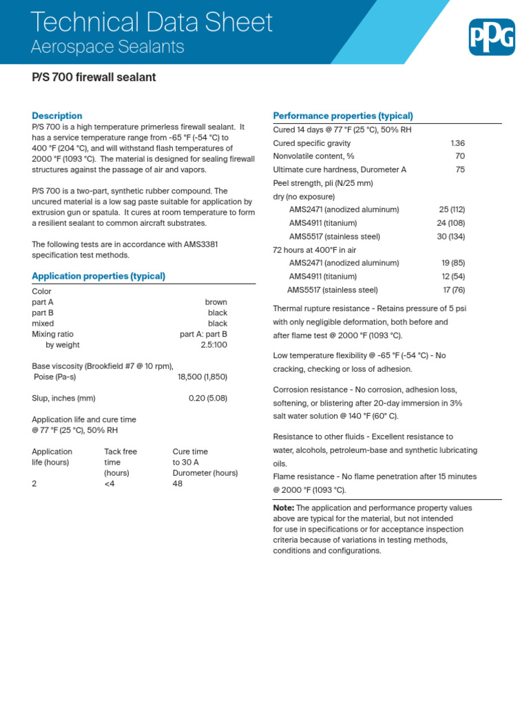 PS700 TDS 07 - 22 | PDF | Corrosion | Stainless Steel