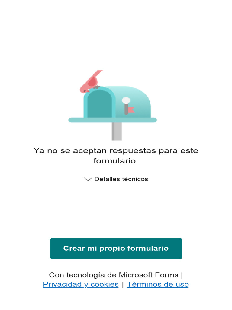 Formulario cerrado: no se aceptan respuestas | PDF