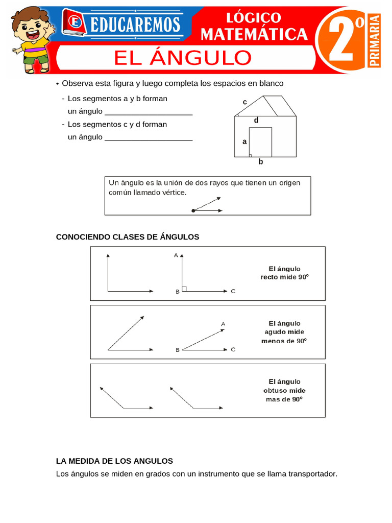 Actividades de ángulos para segundo grado | PDF | Ángulo | Geometría ...
