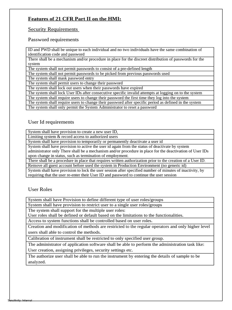 21 CFR Part II HMI Security Features | PDF | Password | Records Management