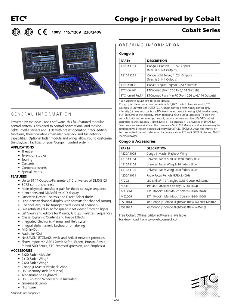 4320L1001-GB CE Congo JR Datasheet RevG | PDF | Usb | Computing