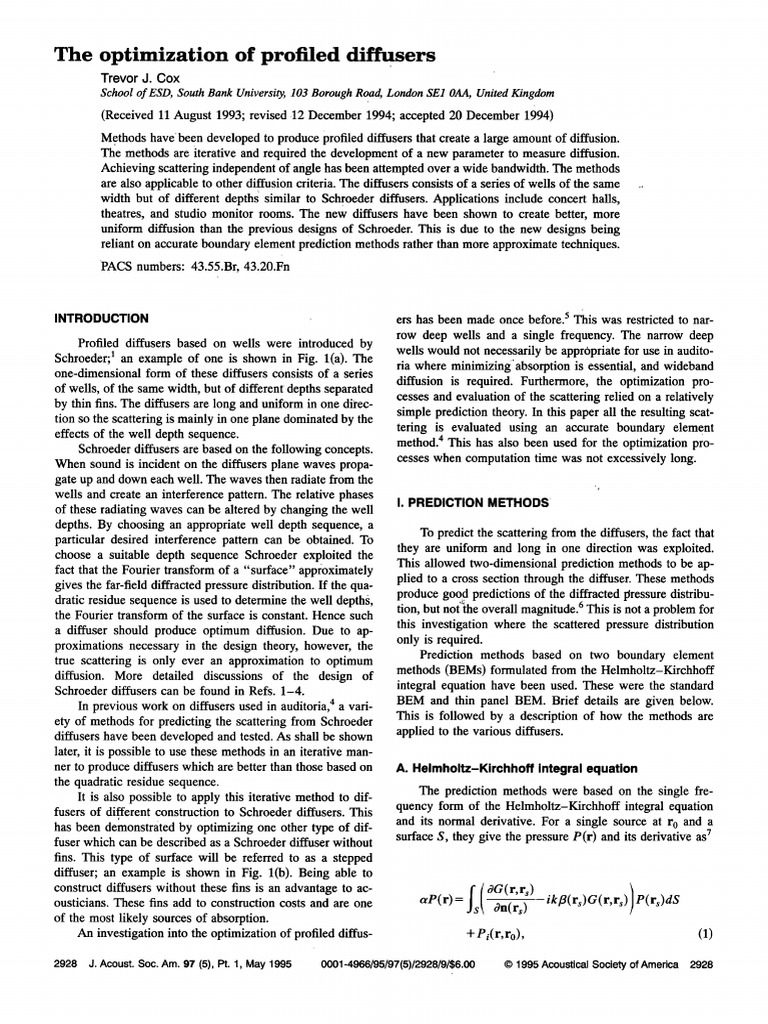 Cox1995 The Optimization of Profiled Diffusers | PDF