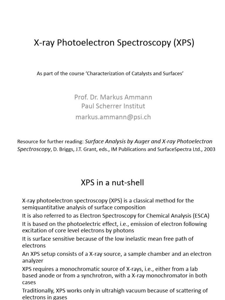 X-ray Photoelectron Spectroscopy Overview | PDF | X Ray Photoelectron ...