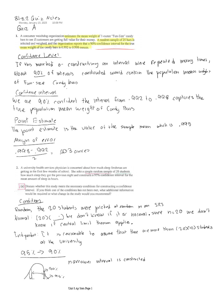 Unit 8 Ap Stats Notes | PDF