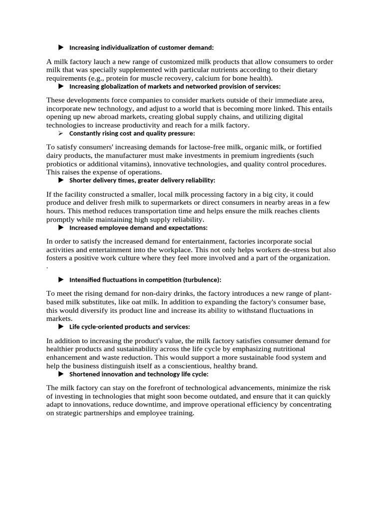 Increasing Individualization of Customer Demand | PDF | Milk | Economies