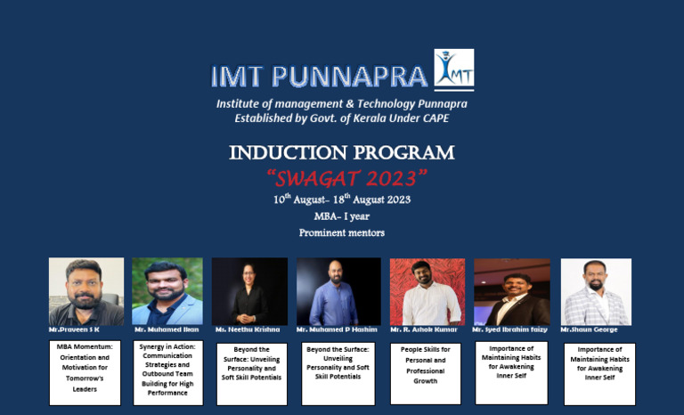 SWAGAT 2023: MBA Induction Program | PDF