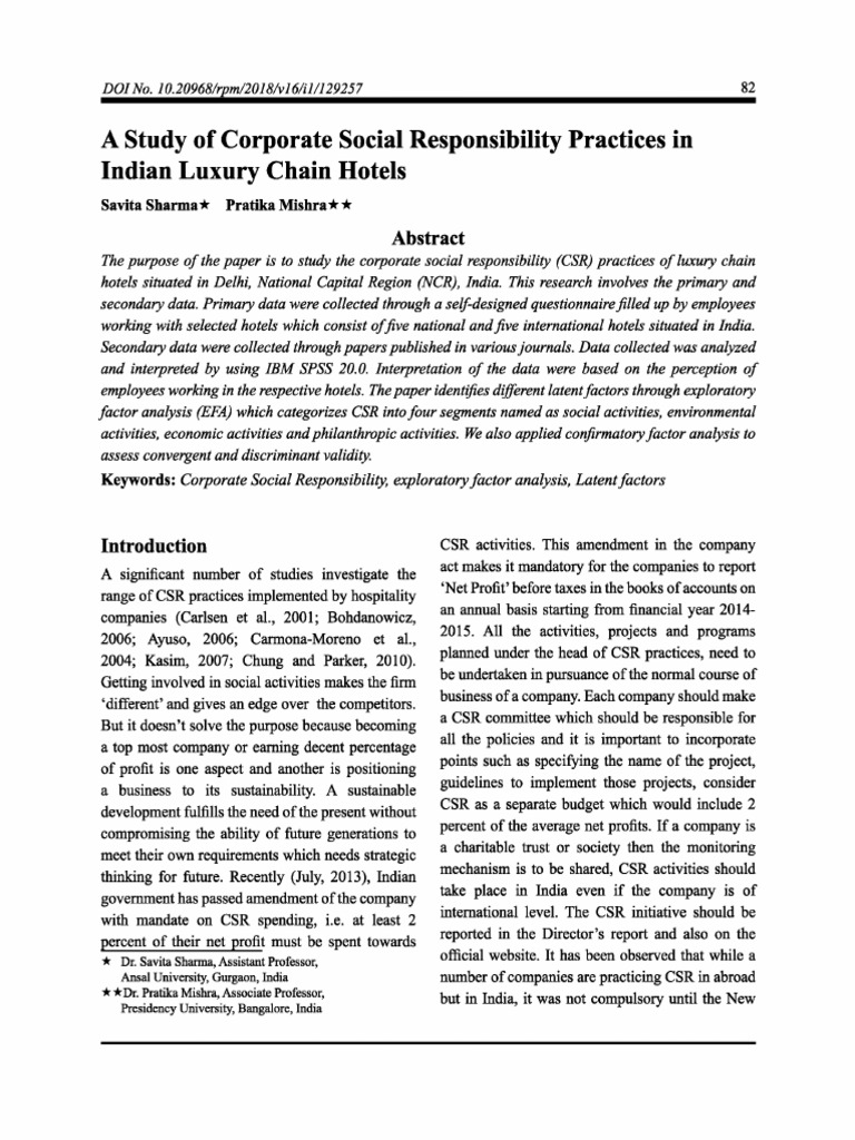 A Study of Corporate Social Responsibili | PDF | Factor Analysis ...