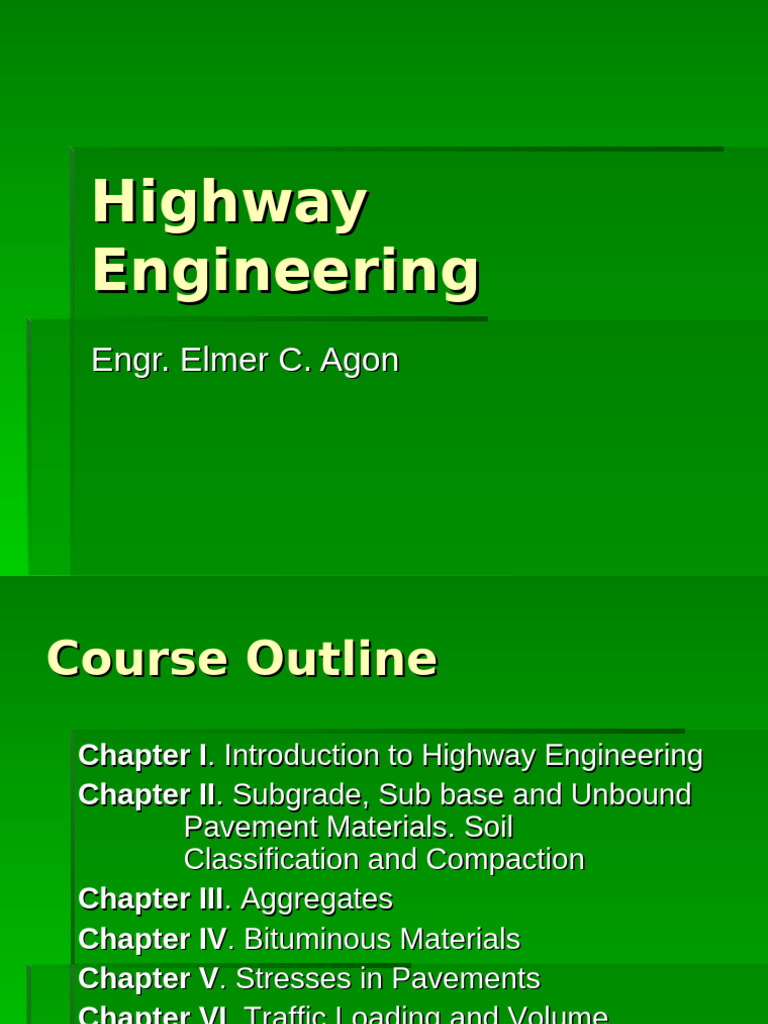 Highway Engineering Course Outline | PDF | Road Surface | Silt