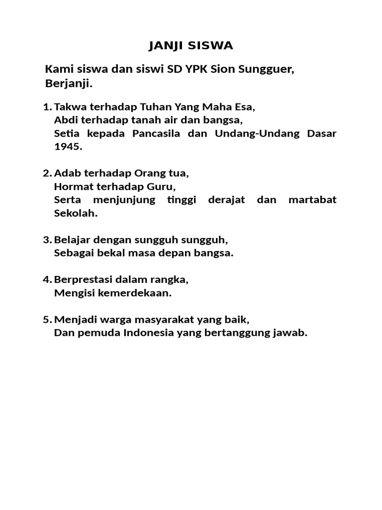 Janji Siswa | PDF