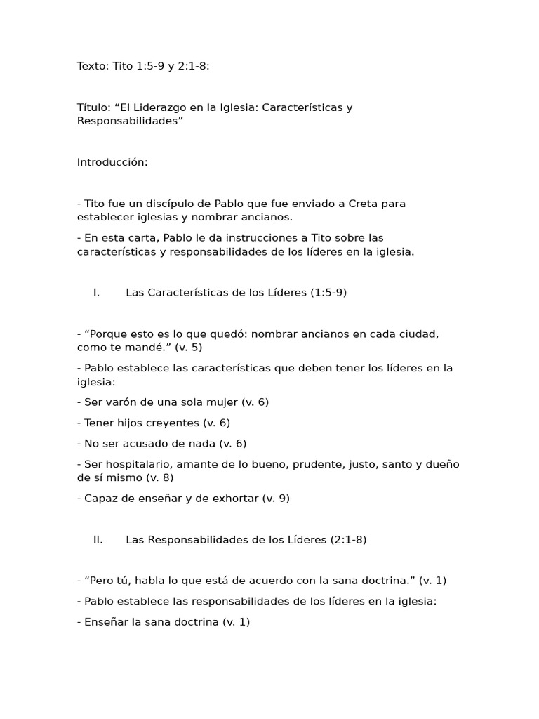 El Liderazgo en La Iglesia | PDF