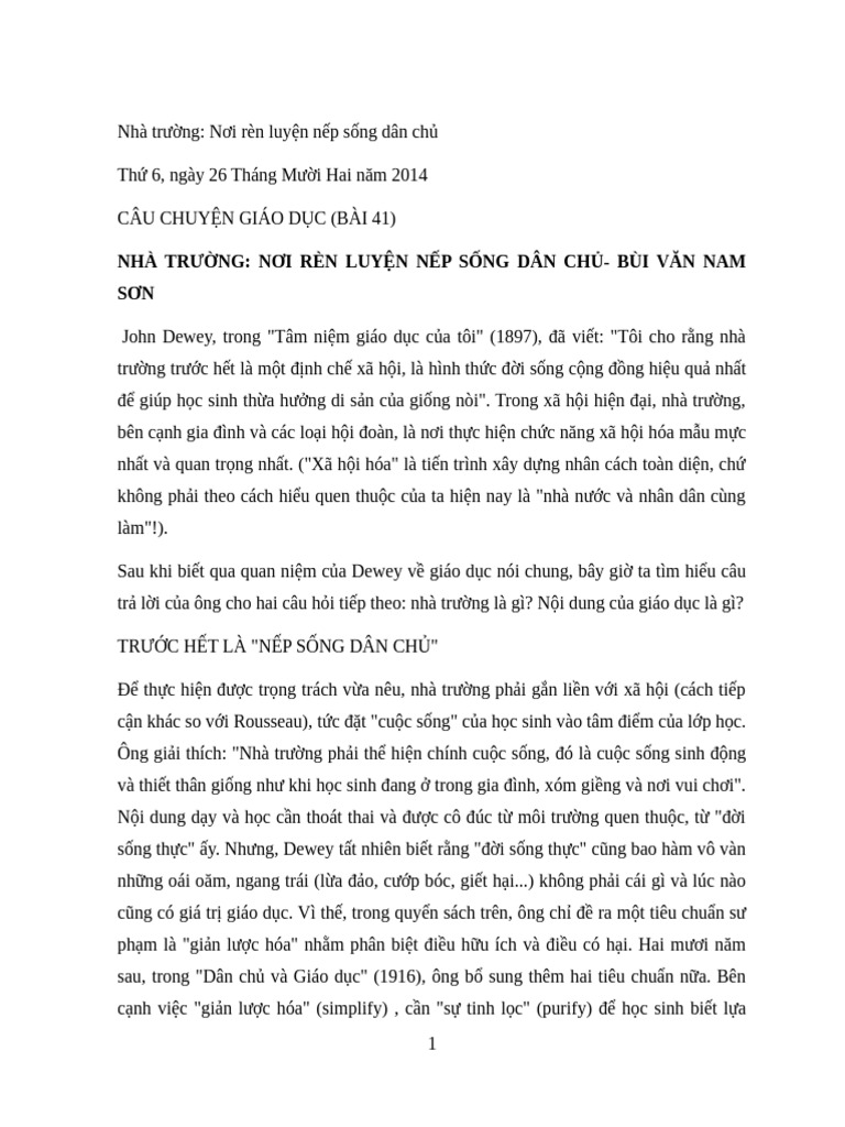 Nhà trường Nơi rèn luyện nếp sống dân chủ | PDF