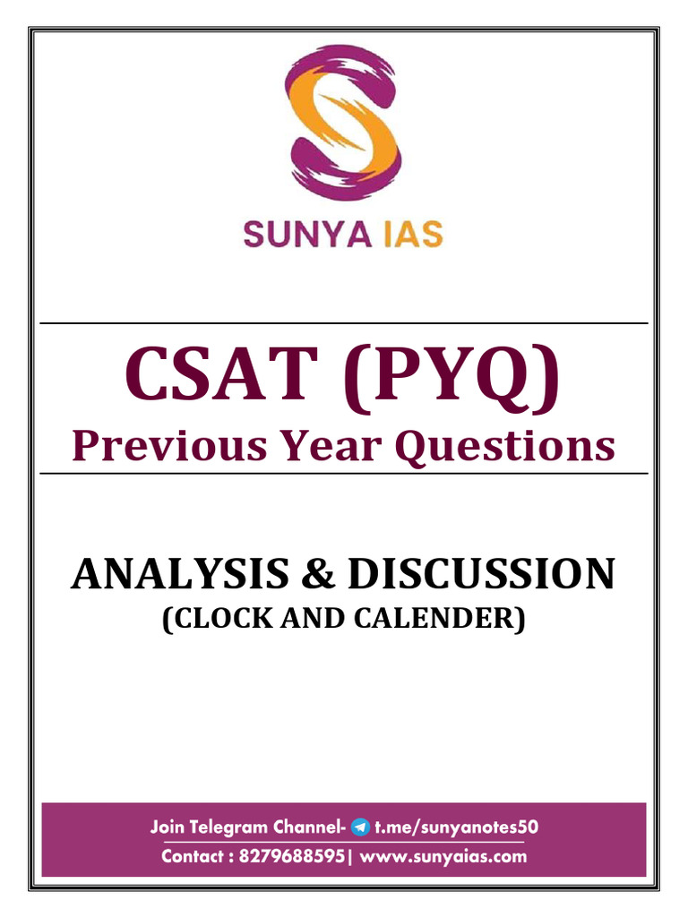 CSAT Clock and Calendar PYQs Analysis | PDF | Clock