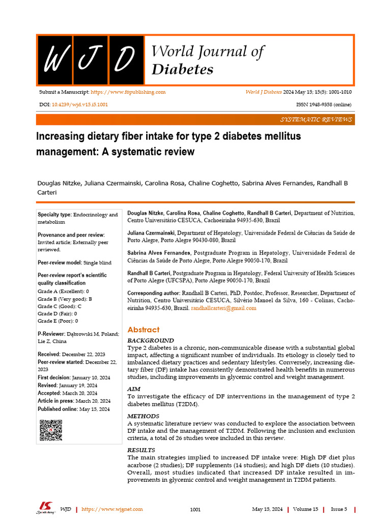 Increasing Dietary Fiber Intake For Type 2 Diabetes Mellitus Management ...
