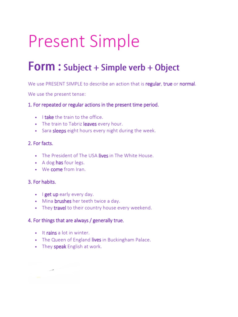 Present Simple Tense Overview | PDF | English Language | Verb