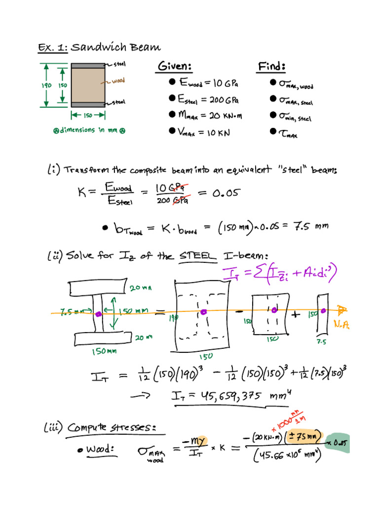 Composite Beam Analysis and Deflection | PDF | Beam (Structure) | Bending