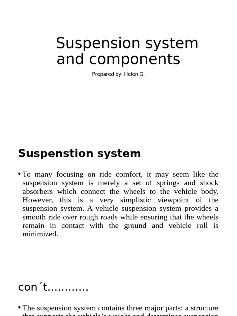 Understanding Vehicle Suspension Systems | PDF | Vehicle Parts | Motor ...