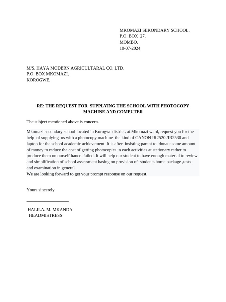 Request for Photocopy Machine Supply | PDF