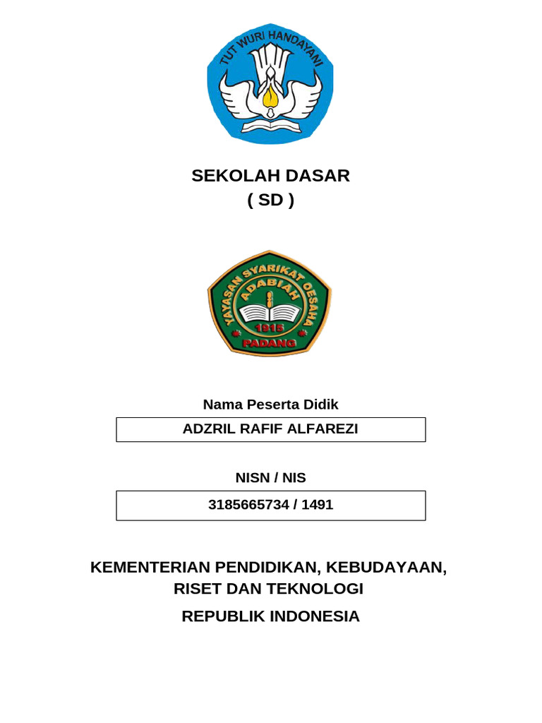 Identitas Siswa SD Adabiah Padang | PDF