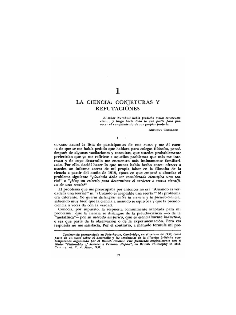 Popper, Karl - Conjeturas y Refutaciones. El Desarrollo Del ...