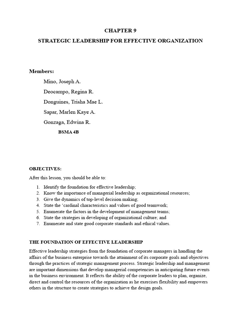 Strategic Leadership for Organizational Success | PDF | Strategic ...