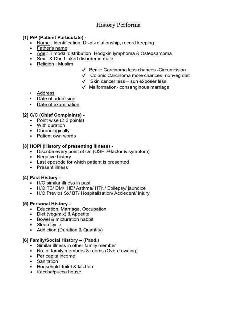 History Performa | PDF | Pregnancy | Cough