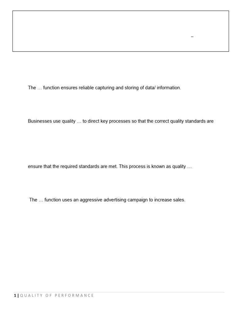 Quality of Performance Test Guide | PDF | Supply Chain | Quality Management