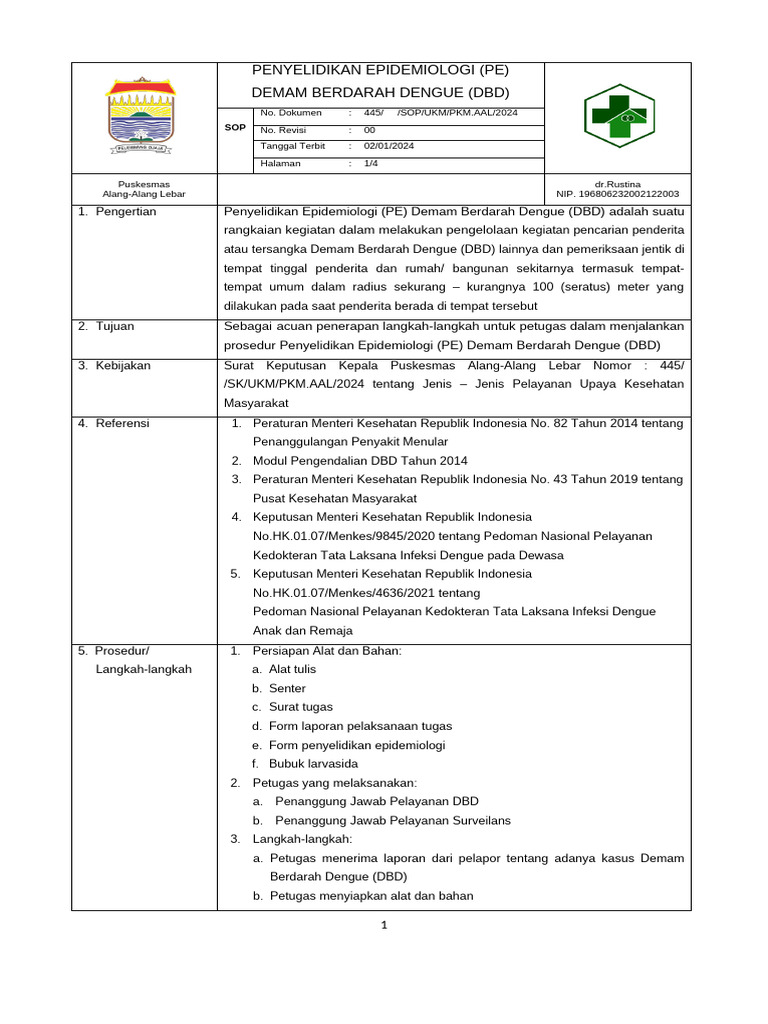 Pedoman Penyelidikan DBD 2024 | PDF