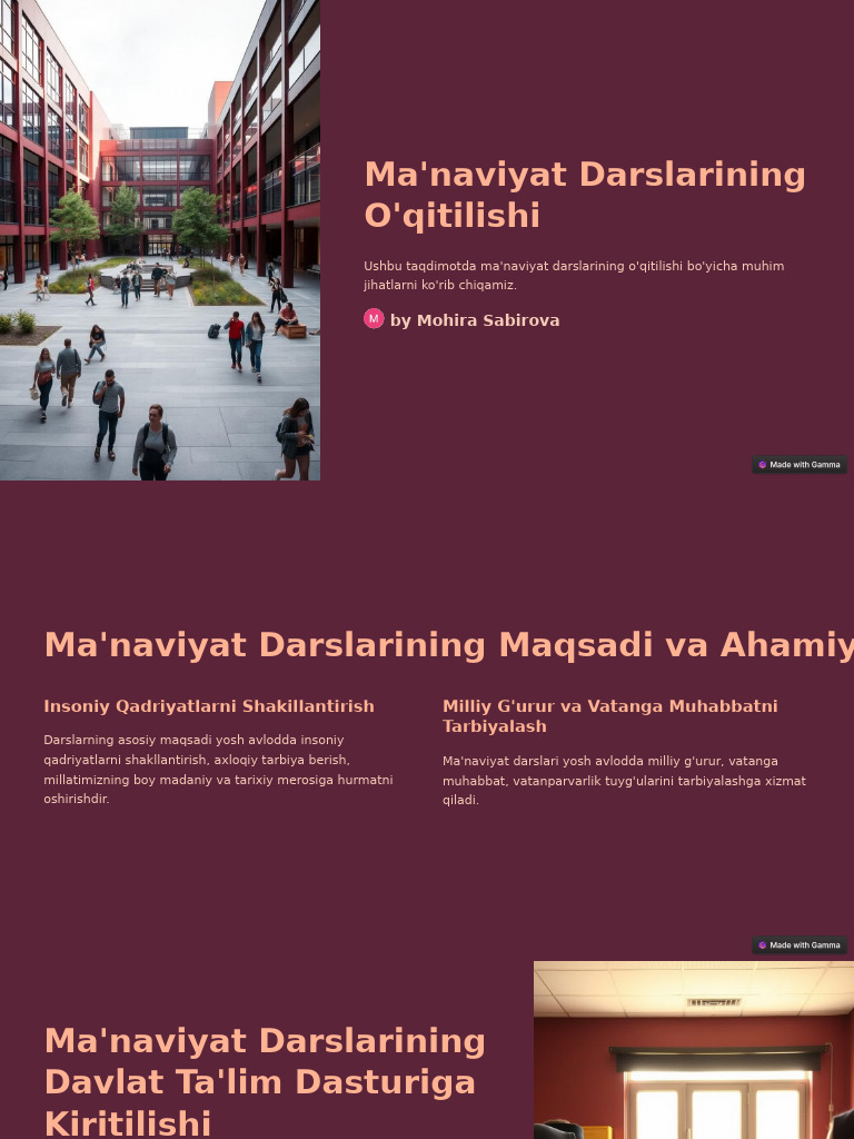 Manaviyat Darslarining Oqitilishi | PDF