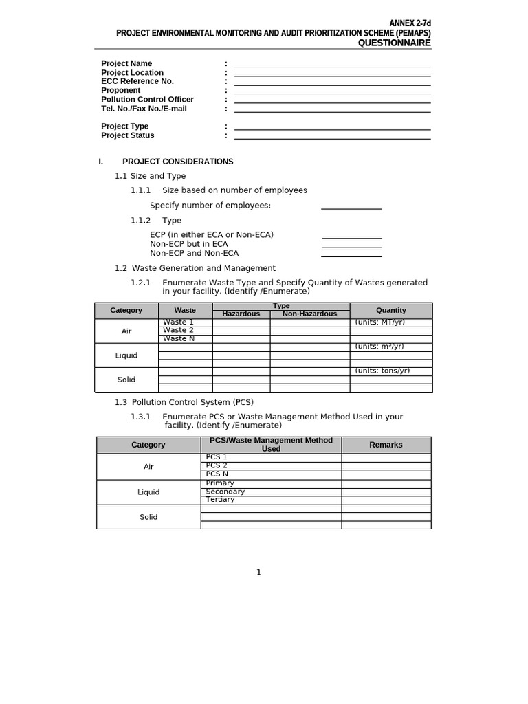 Environmental Monitoring Questionnaire | PDF | Groundwater | Fresh Water
