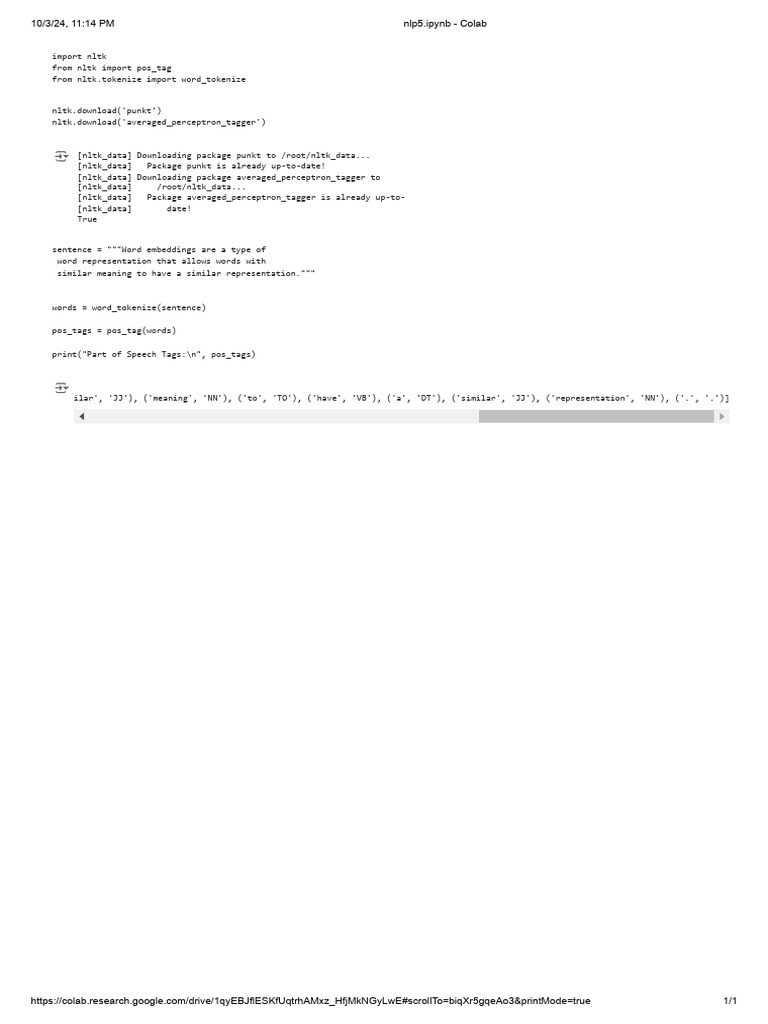 NLTK Tokenization in Google Colab | PDF