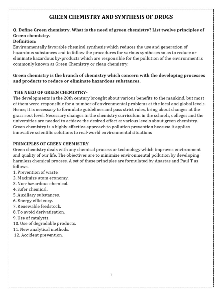 green chemistry (1) | PDF | Supercritical Fluid | Green Chemistry