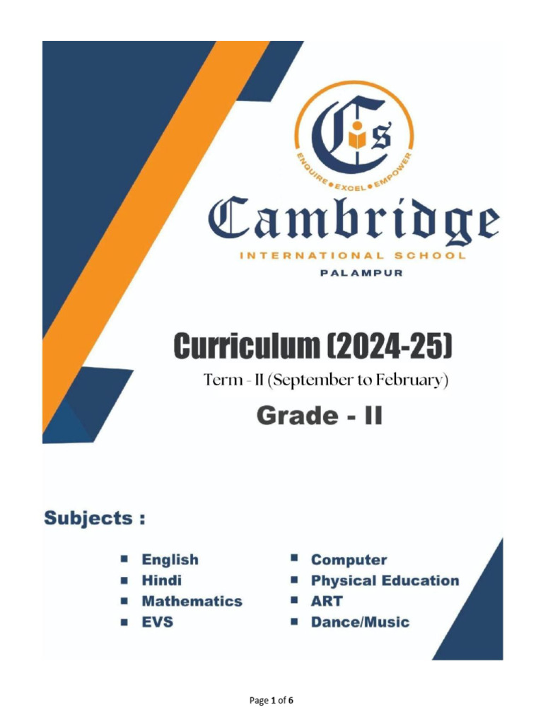 Curriculum Term - II Grade 2 | PDF | Worksheet | Concept