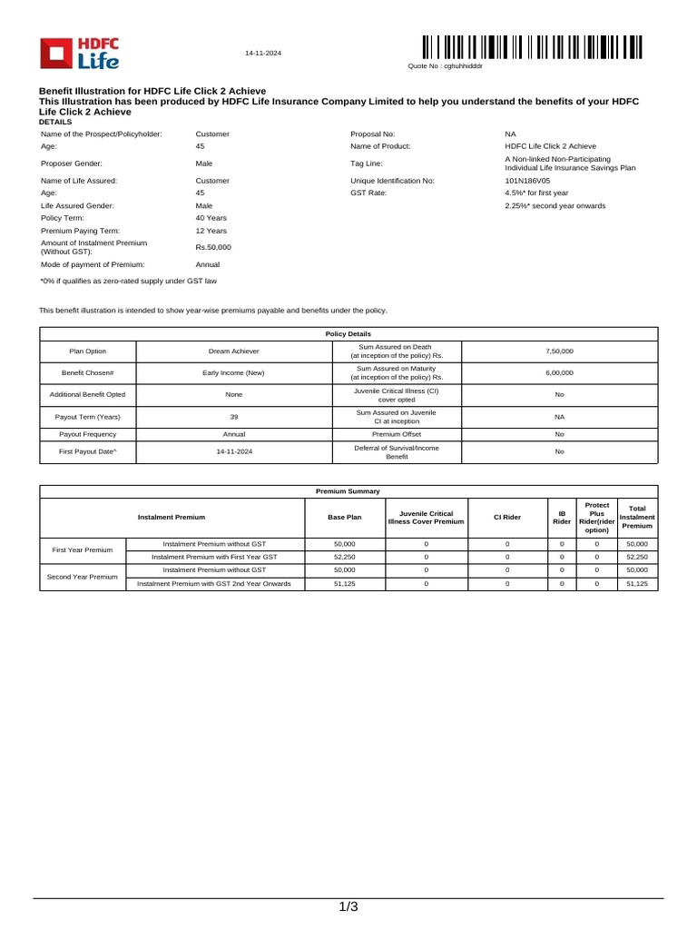 HDFC Life Click 2 Achieve Benefits Guide | PDF | Insurance | Life Insurance