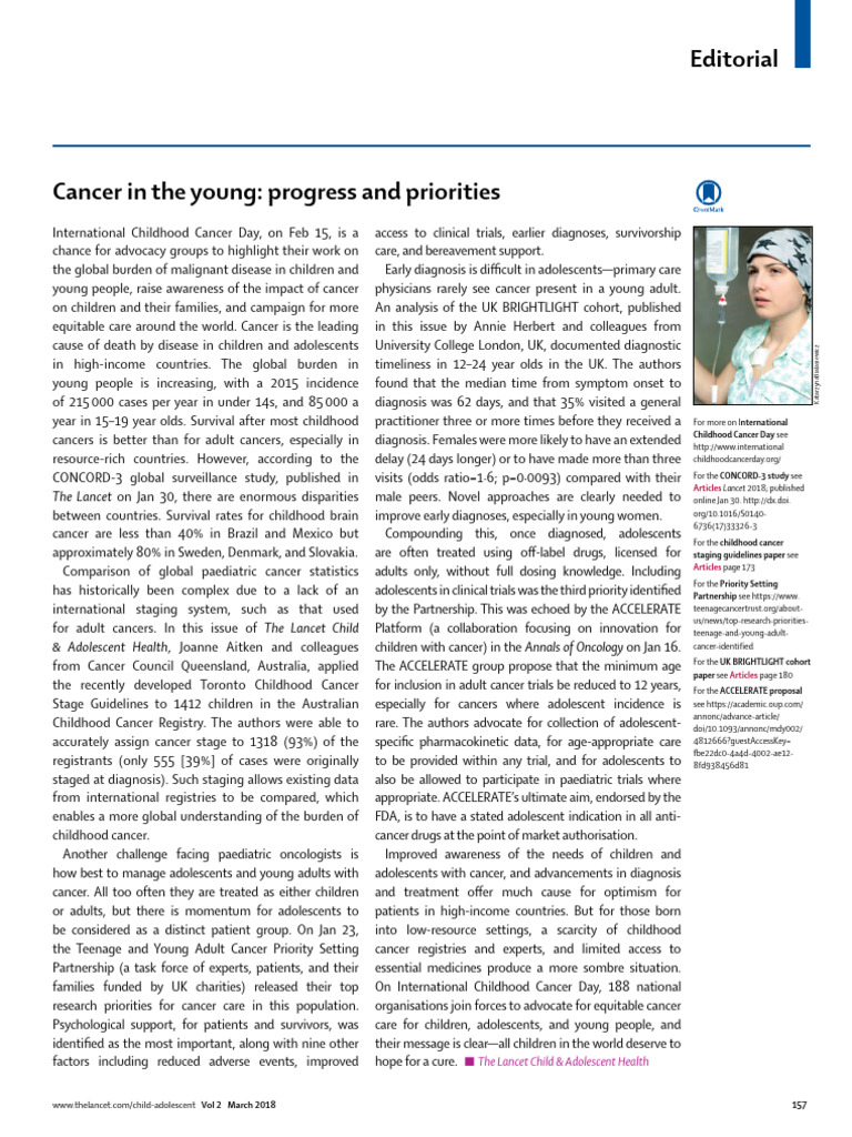 Cancer in The Young Progress and Priorities - Lanch | PDF | Cancer ...