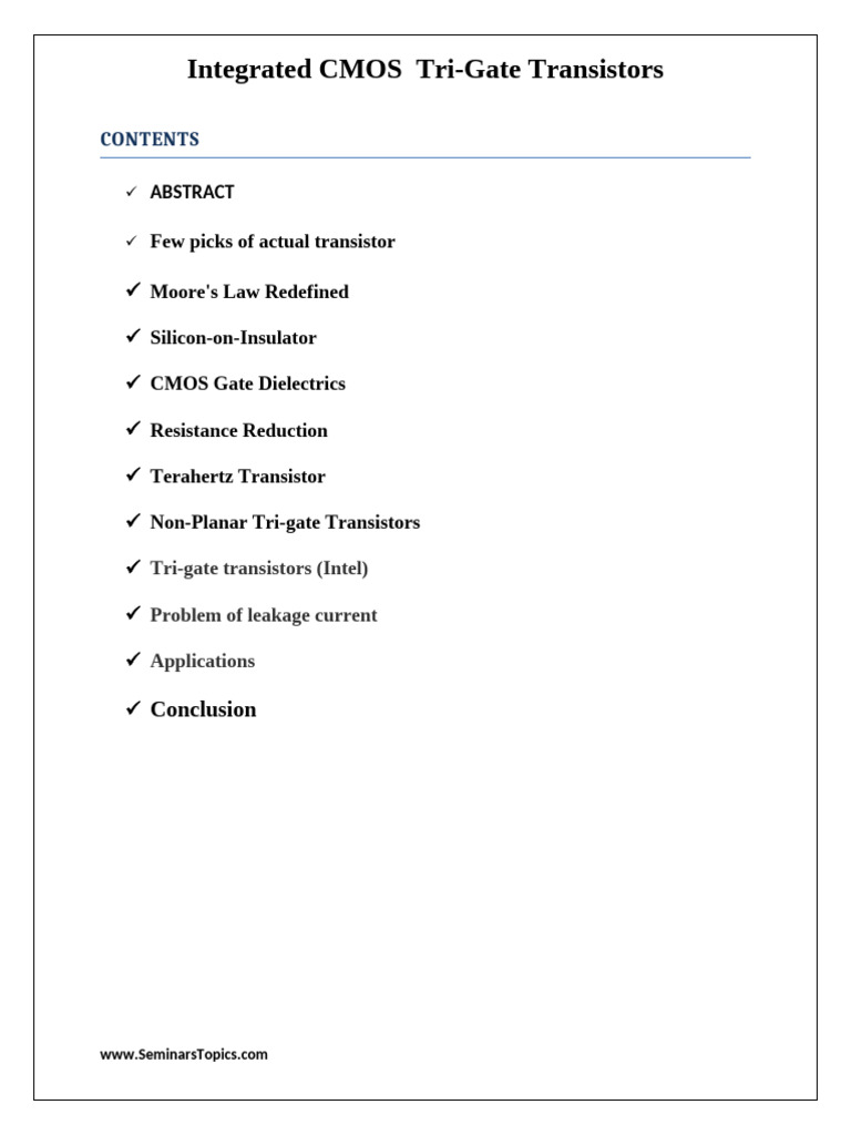 Advanced CMOS Tri-Gate Insights | PDF | Cmos | Field Effect Transistor